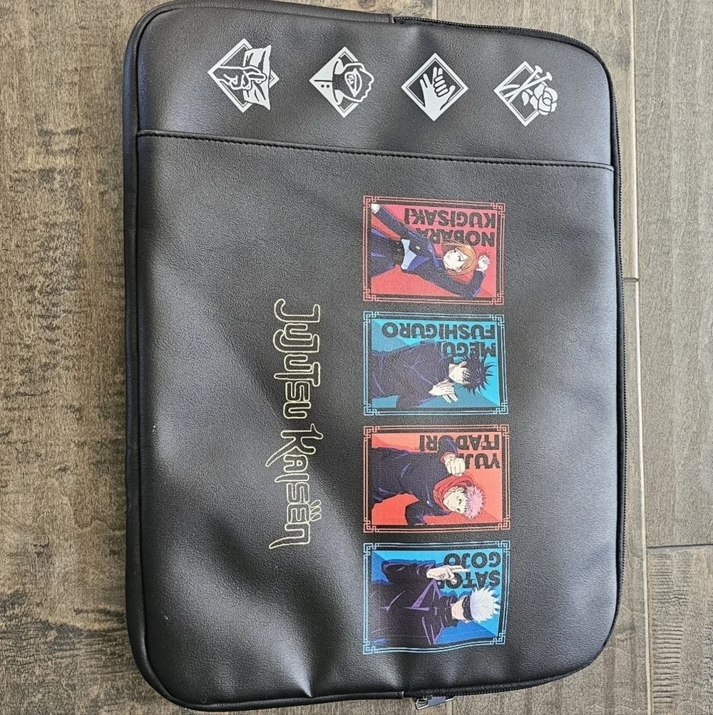 New with Tag Jujutsu Kaisen Character Panels Laptop Case Zip Around Bag